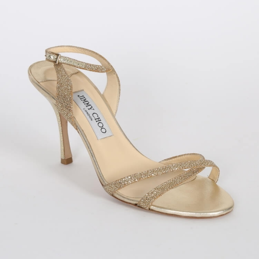 Jimmy Choo Silver Glitter Slingback Heels - Picture 10 of 12
